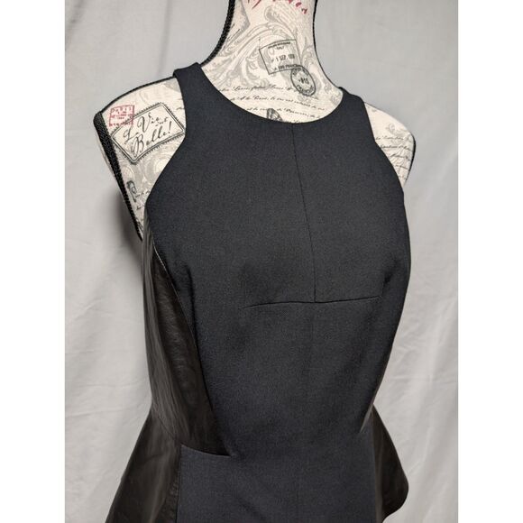 Rebecca Taylor Black Sleeveless Real Lamb Leather Peplum Zip Top New Women's 6 - Picture 2 of 9